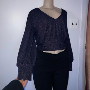 Nwt Boden Shimmery Navy Blouson Top